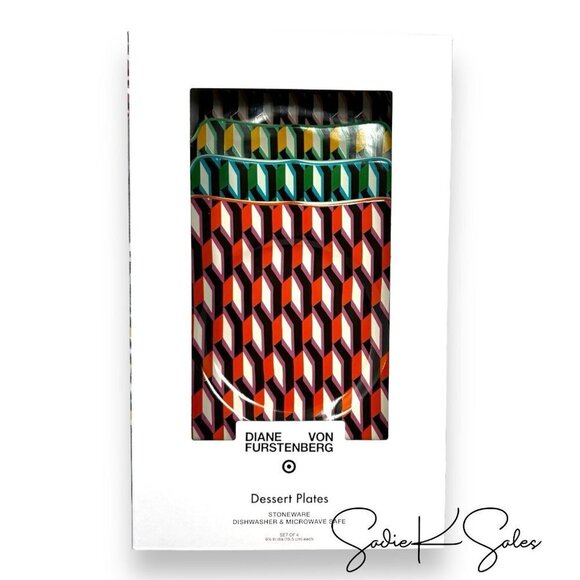 DVF‎ for Target Arrow Geo 4pc Dessert Plate Set- Diane Von Furstenberg - Picture 5 of 7